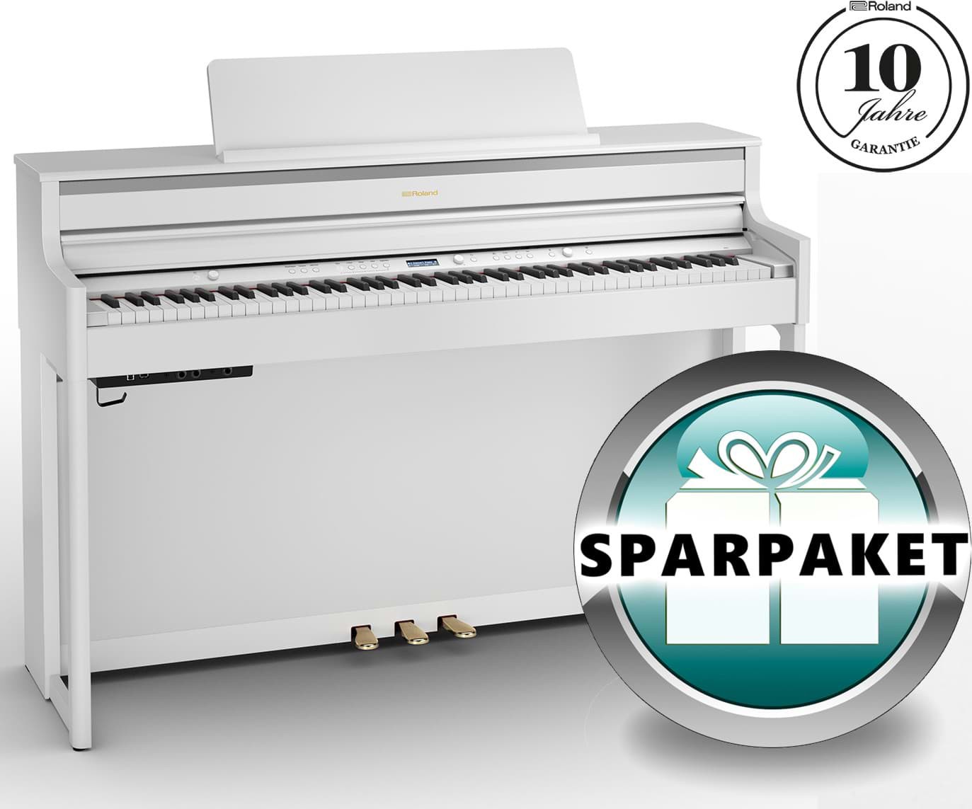 Roland HP-704 WH Digitalpiano Weiß Matt - Sparpaket